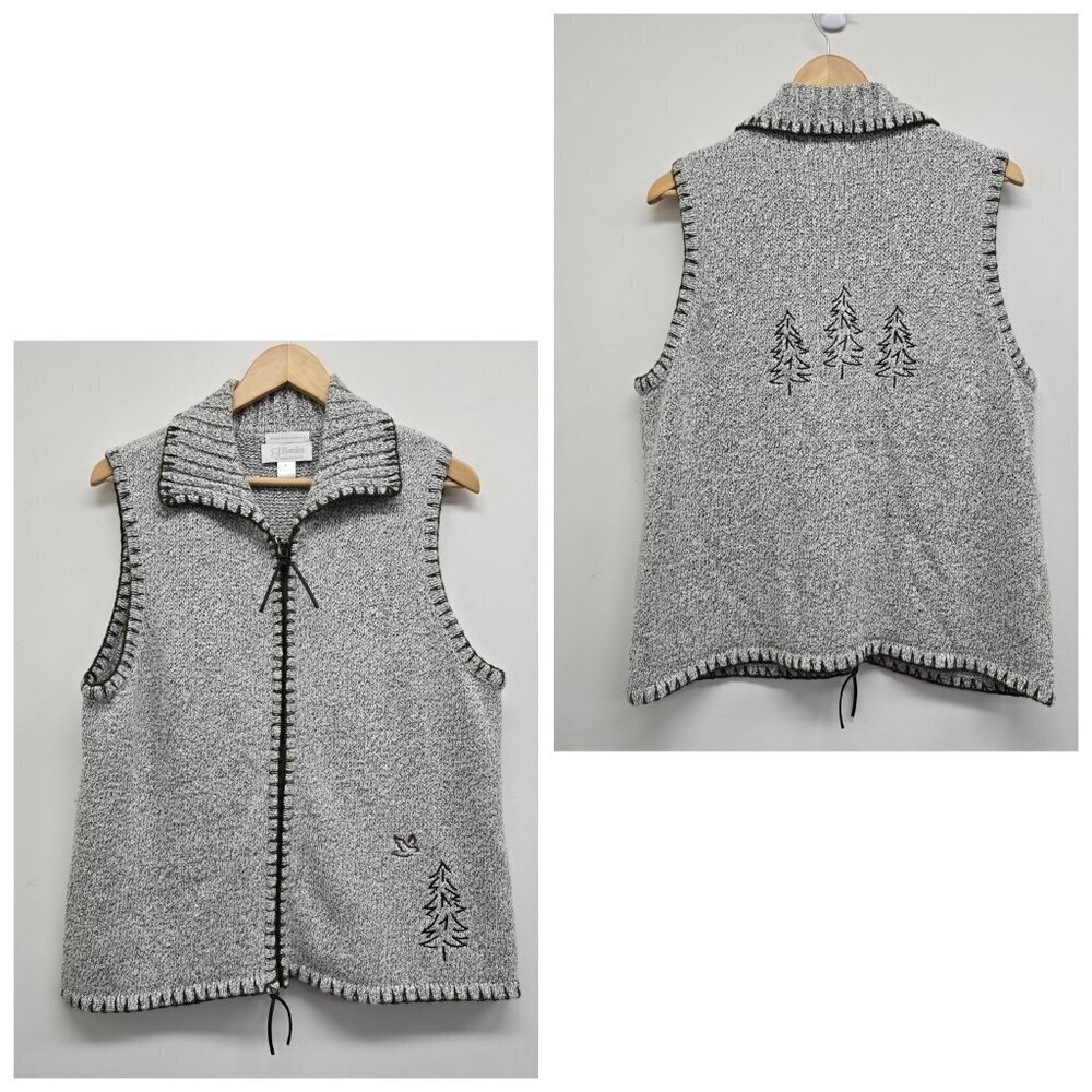 VTG CJ Banks Two Sided Hand Embroidered Sweater Vest X (14W) Woodland Lodge Tree